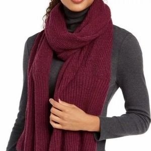 INC Twisted Rib Muffler Scarf in Burgundy Wine